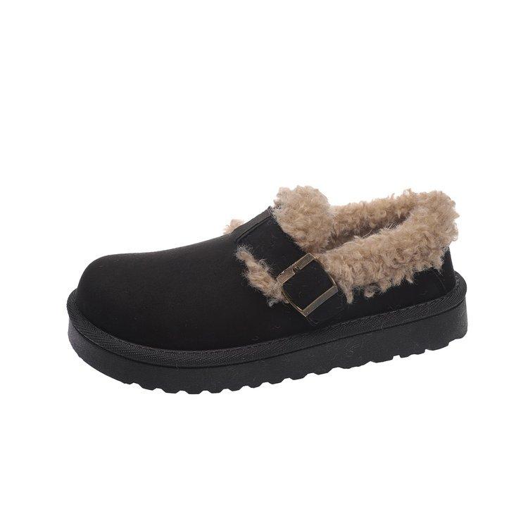 Mao Mao One-pedal Casual Snow Boots New Thick-soled Suede Cotton Shoes Round Head Muffin Bottom Suede