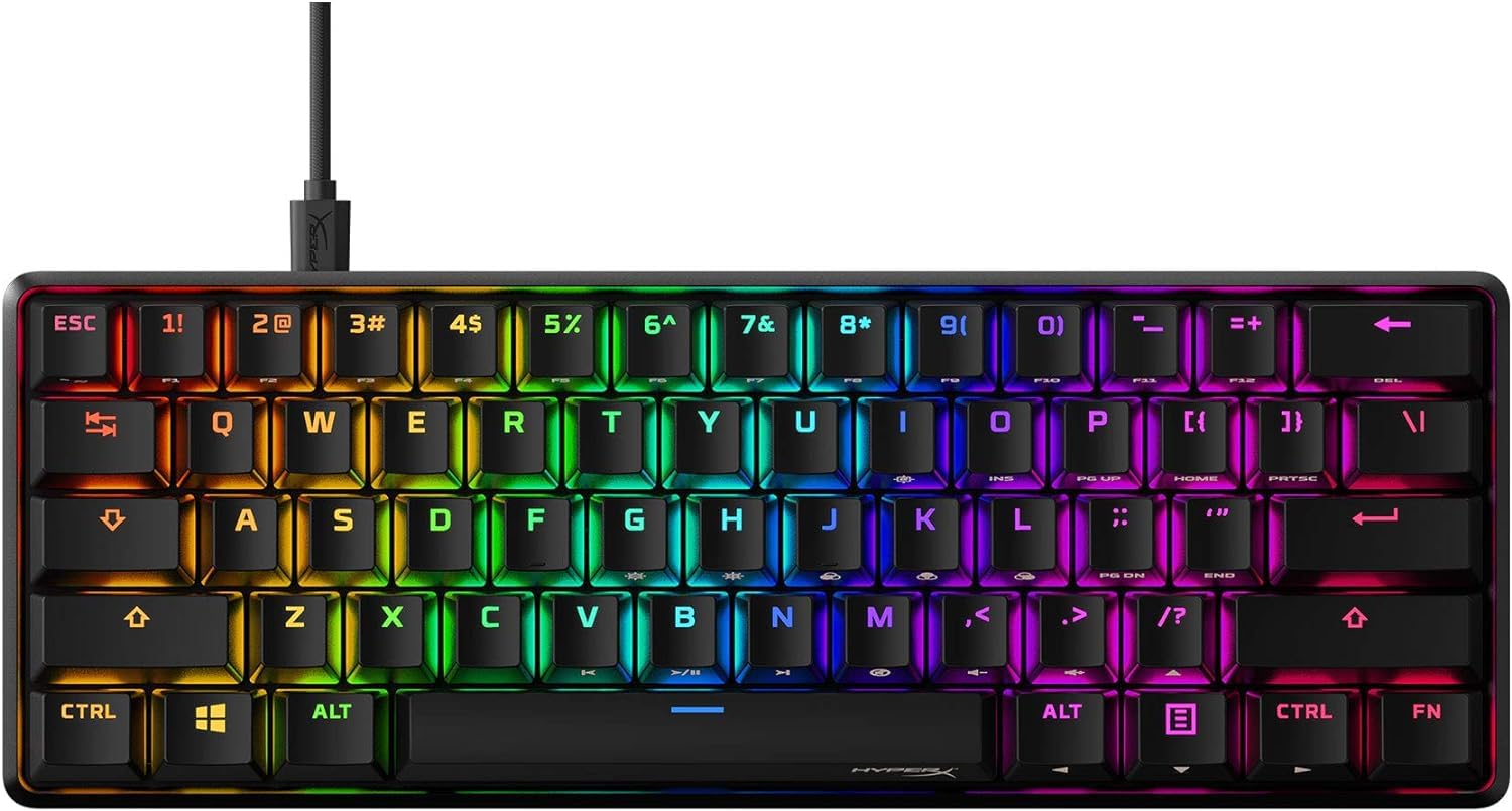

HyperX Alloy Origins 60 Mechanical Gaming English Aqua RGB Keyboard, Layout, 60% Layout, Switches, Lighting, 56R61AA#ABA [Used]