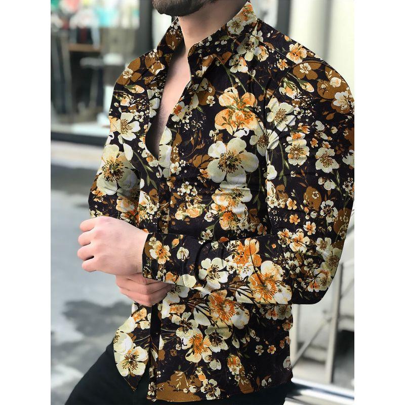 

New Blogs Single Brewed Turn-down Collar Shirt Single-Breasted Lapel D M
