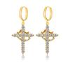 3A Zirkon Kronen Kreuz Ohrringe Rotierende Creolen Hängeohrringe Modischer Hängeohrschmuck Für Frauen Geschenk