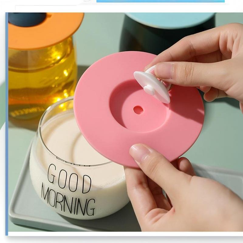 Cute Cat Ear Silicone Cup Lid Food Grade Dustproof Reusable Round Mug Cover for Outdoor Travel Camping Coffee Drink Cups