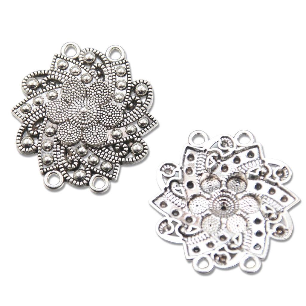 Connettore a Fiore Vuoto Retrò in 6 Stili e 2 Colori: Accessori per Gioielli Fai da Te in Lega di Zinco, Stile Etnico