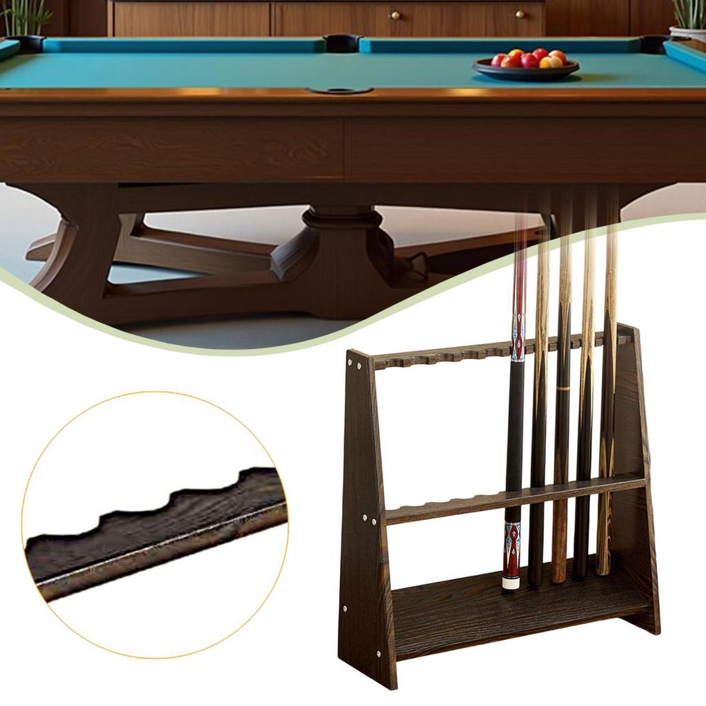 Floor Standing Pool Cue Rack Sturdy Wood Billiard Stick Holder for Billiards Accessories in Home Bar or Club Game Room