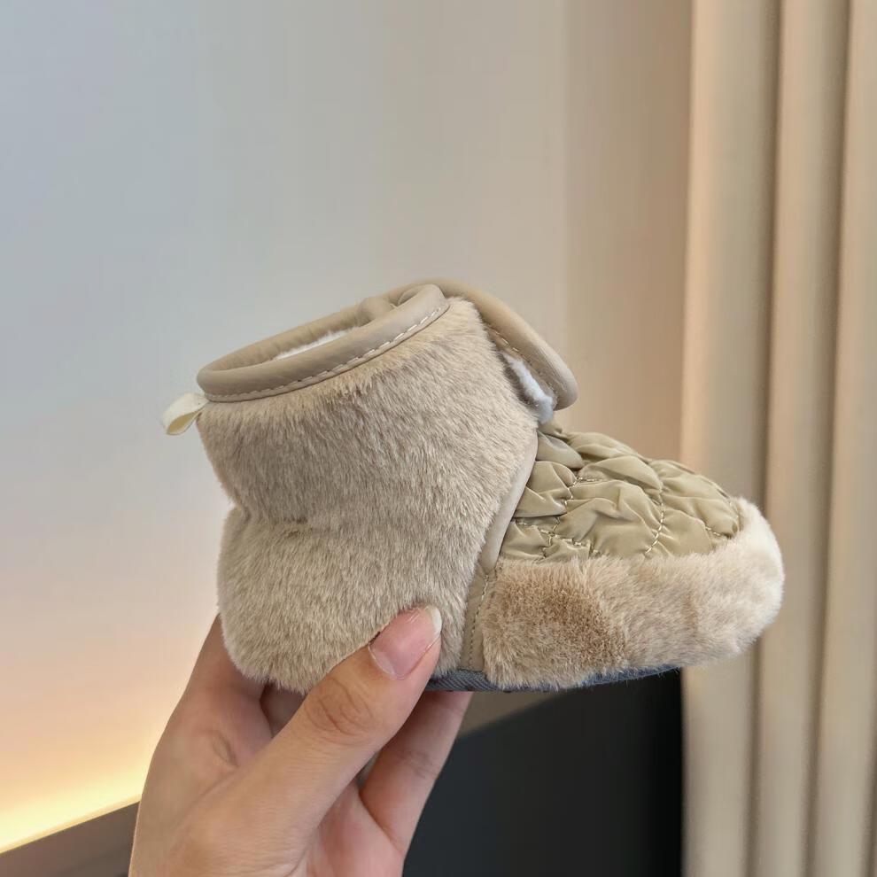 Soft-Sole Warm Cotton Boots for 0-1 Year Olds - Non-Shedding, Unisex, Plush Lined for Autumn & Winter