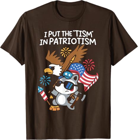 I Put The Tism In Patriotism Athletic Eagle TShirt Usa American Flag Patriotic Saying Tee Short Sleeve Blouses Streetwear Tops