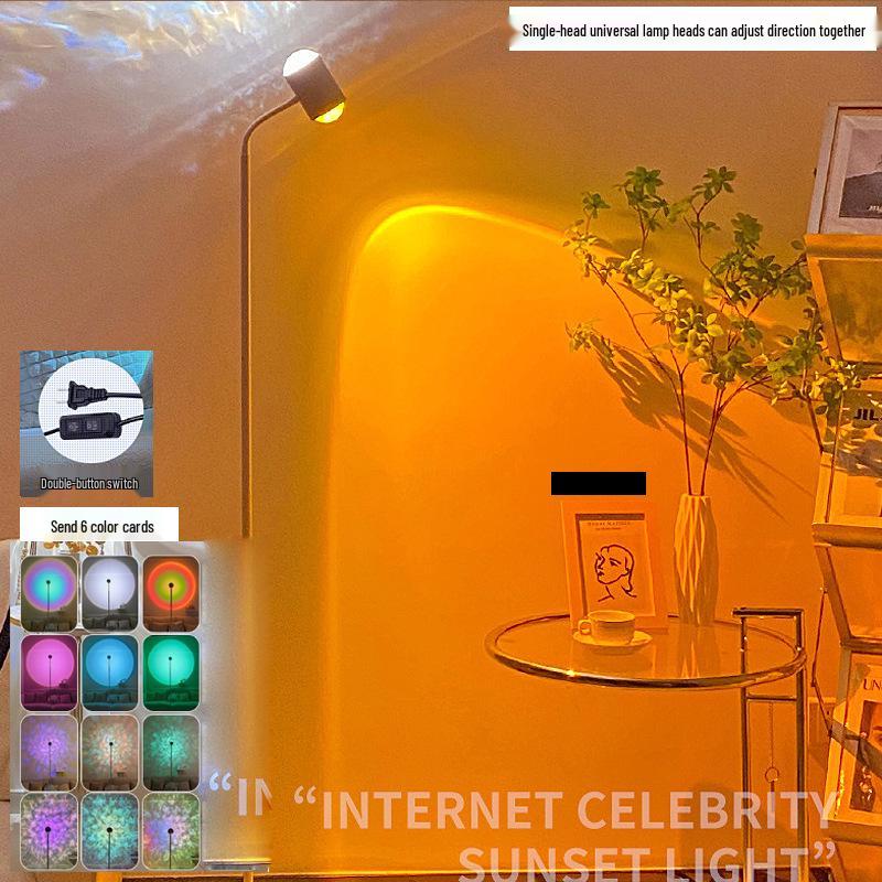 Ripple Atmosphere Light: Sunset Projection Dual-Head Floor Lamp for Living Room 