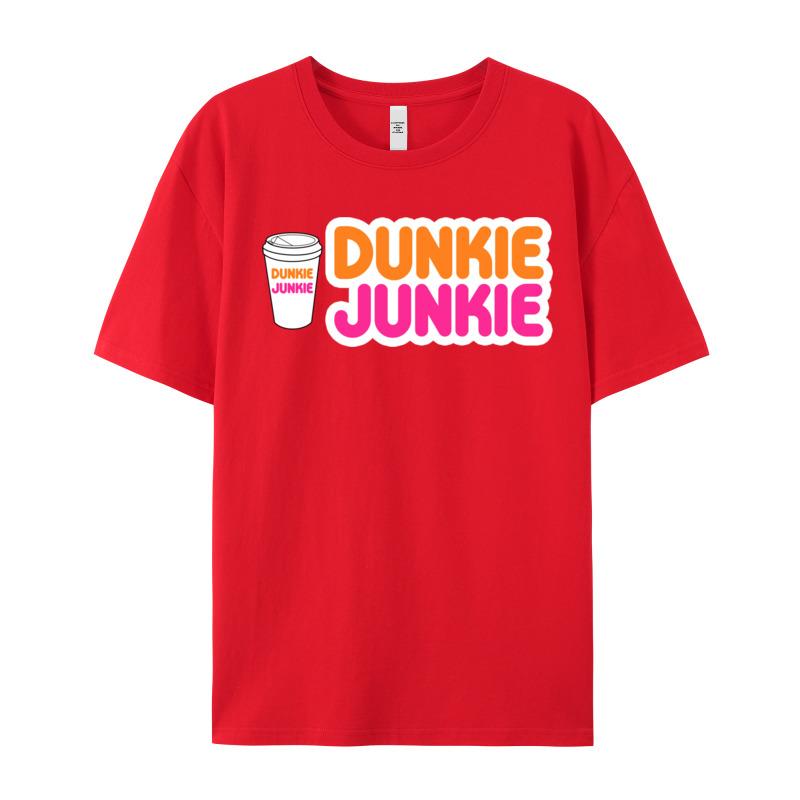Tees Funny Dunkie Junkie Coffee Love Tops Shirts Summer Newest Slogan Short Sleeve 100 Cotton Round Neck Unisexs Tshirts Slogan