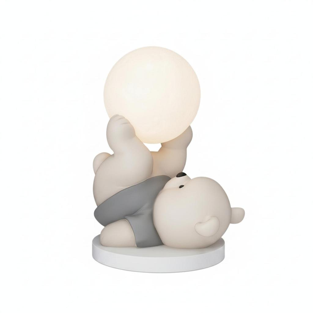 Bear Night Light Tabletop Ornament with Lamp Matte for Nursery, Desk