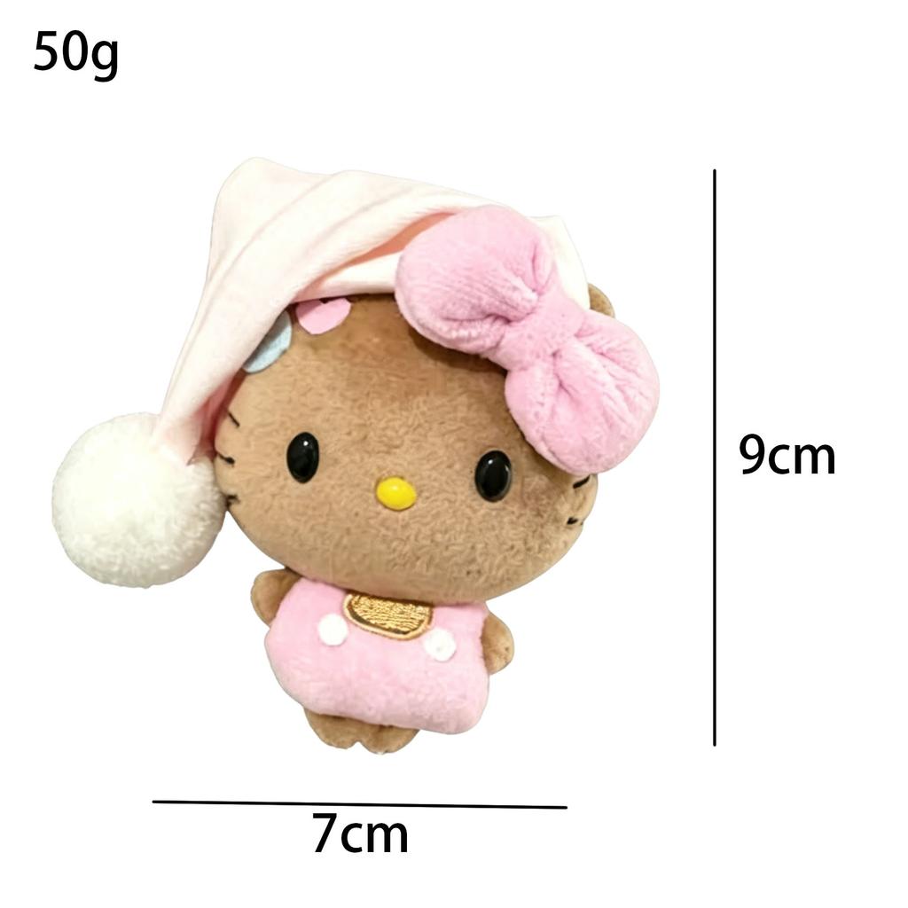 Dark Skin Hello Kitty Plush Keychain Pink Nightcap Bow Doll Backpack Pendant Cute Stuffed Ornament Birthday Gift
