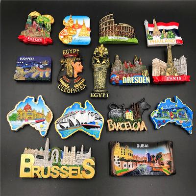 Spain France Germany Creative Simple Paste Refrigerator Magnetic Sticker Home Resin Fridge Sticker Hanging Decoration