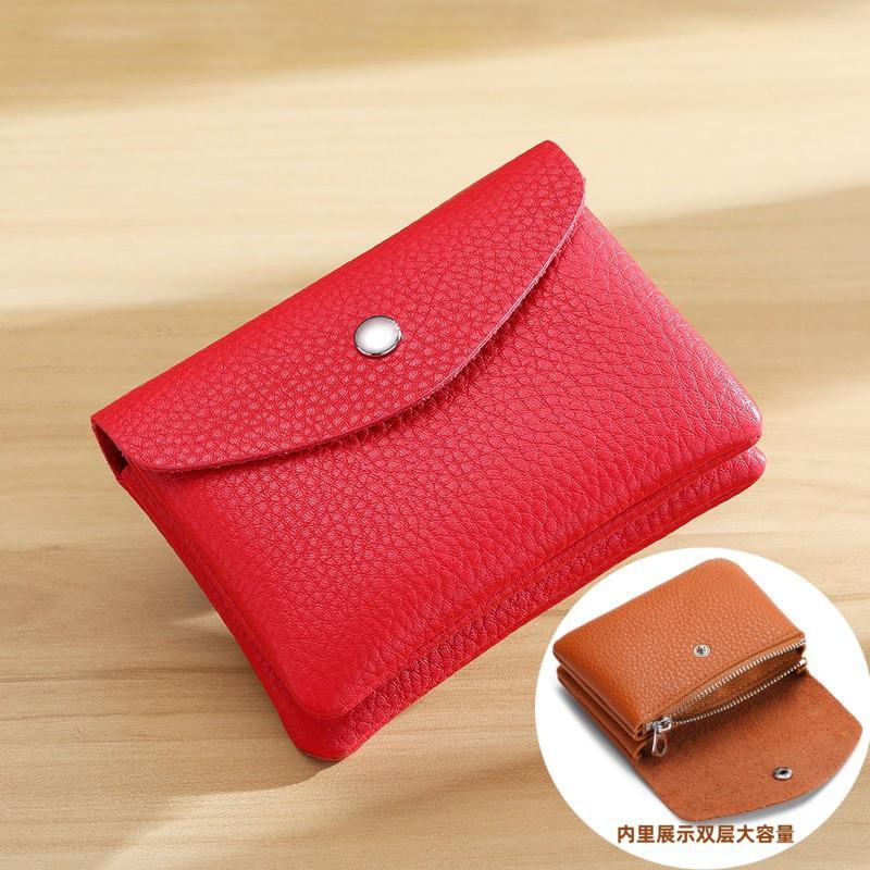 Leather Short Coin Wallets Card Holder Clutch Bag Card Case Vintage Cowhide Small Money Purse for Men Women Earphone Coin Pouch