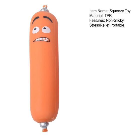 Rozciągliwa Zabawka do Ściskania Hot Dog z Piaskiem Pamięci Miękki TPR Fidget do Redukcji Stresu Realistyczny Gadżet Odstresowujący w Kształcie Kiełbaski dla Dzieci i Dorosłych