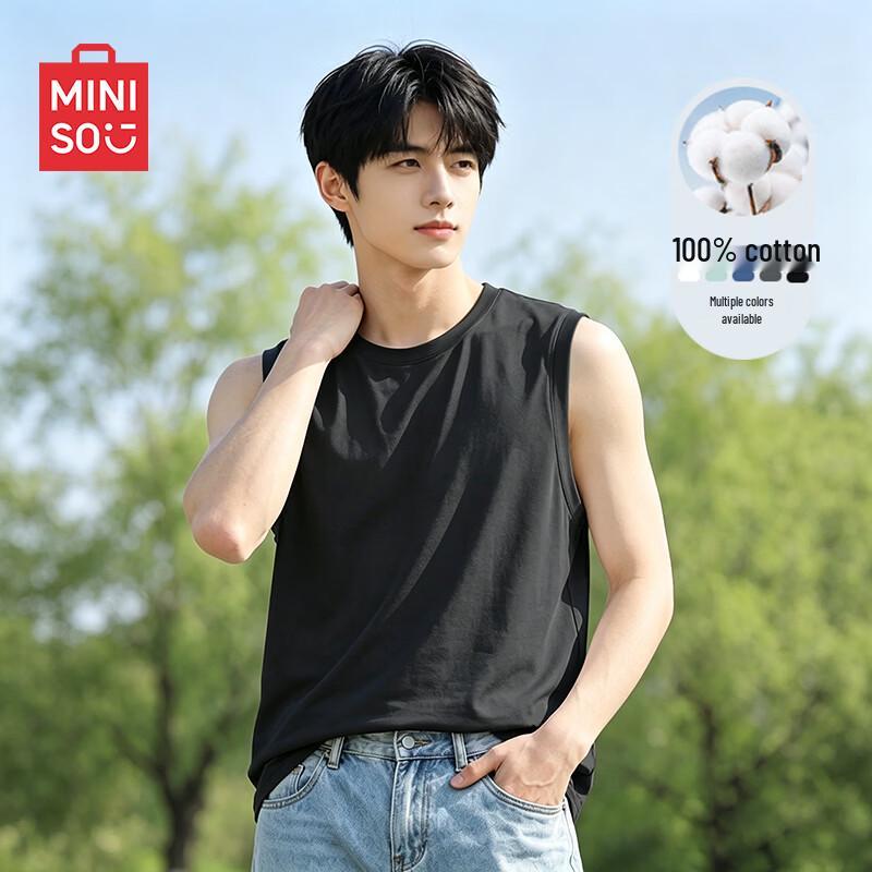 MINISO Men s Heavyweight Pure Cotton Sleeveless Tank Top 4XL