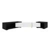 Modern TV Cabinet with variable length (140-260 cm), rotating function, black marble look, white high-gloss matte finish and golden decorations