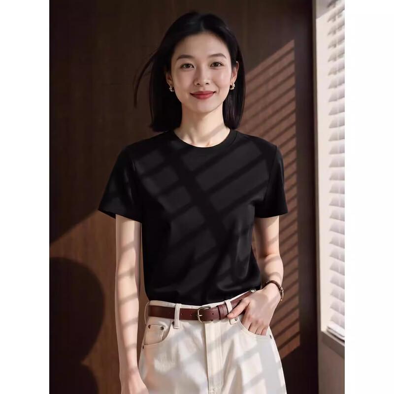 Basic House Women's Silk Blend Short Sleeve T-Shirt