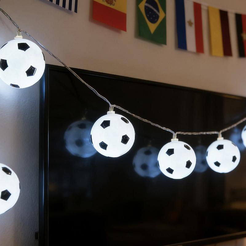 Football String Lights - Soccer Ball Fairy Lightts, Outdoor Waterproof Lamp String | Energy Efficient Soccer Ball Themed Lights