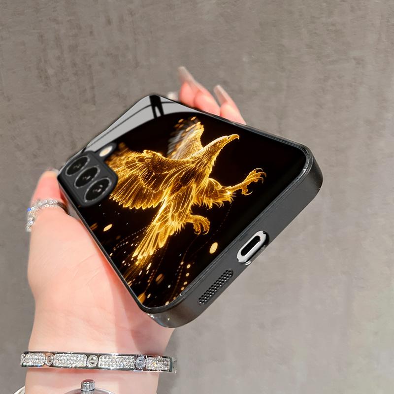 Trendy Aurora Golden Line Eagle Pattern Phone Case for S22 Ultra S23 S23 Ultra S24 S24 FE S24 Ultra S25 S25 Ultra S25 Plus
