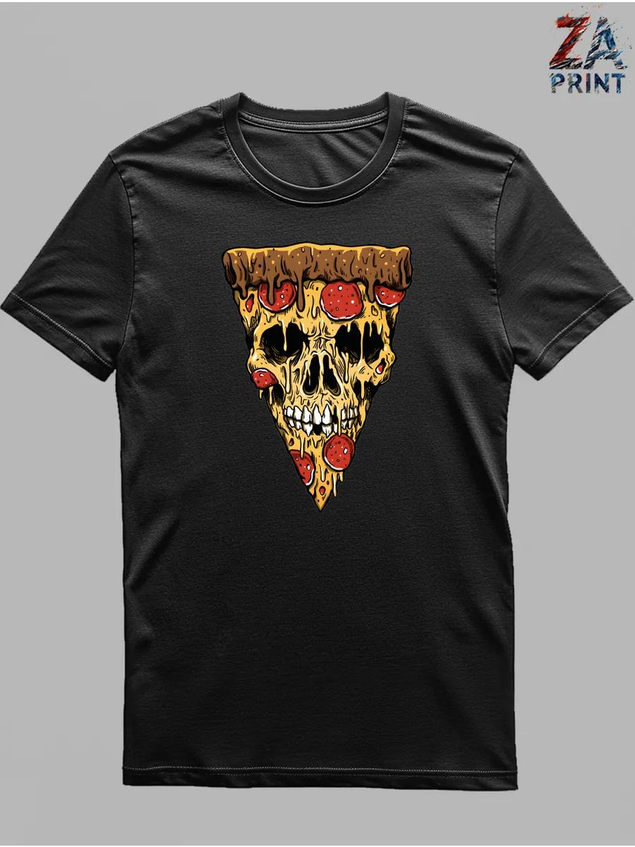 Футболка с принтом «Военный скелет-пицца» S