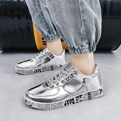 Zapatillas Deportivas Estampadas Negras para Hombre Zapatillas de Running Doradas para Mujer Zapatos de Estudiantes Talla Grande Zapatos de Pareja Plateados