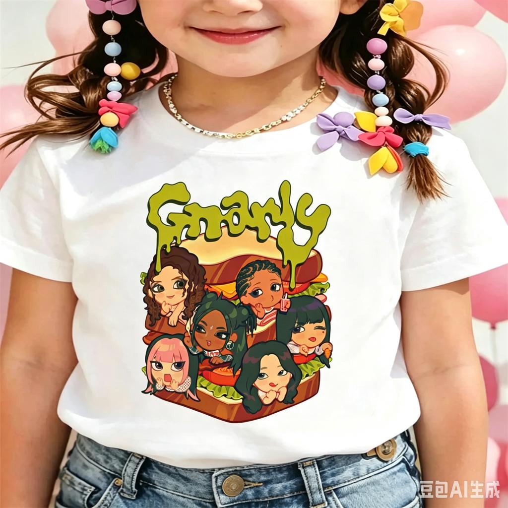 New Katseye Merch Kids T Shirt Harajuku Fashion Streetwear KATSEYE Printed Design T-Shirt Girl Vintage Short Sleeve Tee