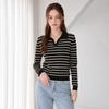 Olivier S cloSet Daily Open Collar Stripe Long Sleeve Knit O2608kn620c