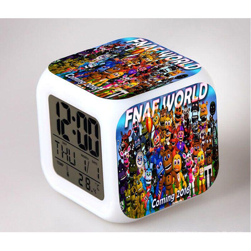 Bear Multifunction Fnaf 7color Digital Alarm Clock Led Watch Alarm Cube Clock