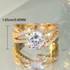 Cute Female White Zircon Stone Ring Gold Color Engagement Charm Wedding Jewelry For Women