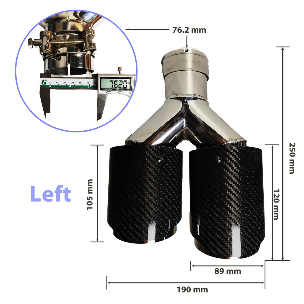 1 Pcs Universal Car Carbon Fibre Tail Throat Length Burnishing Y-Shaped Double Out Twill Glossy Exhaust Muffler Tip