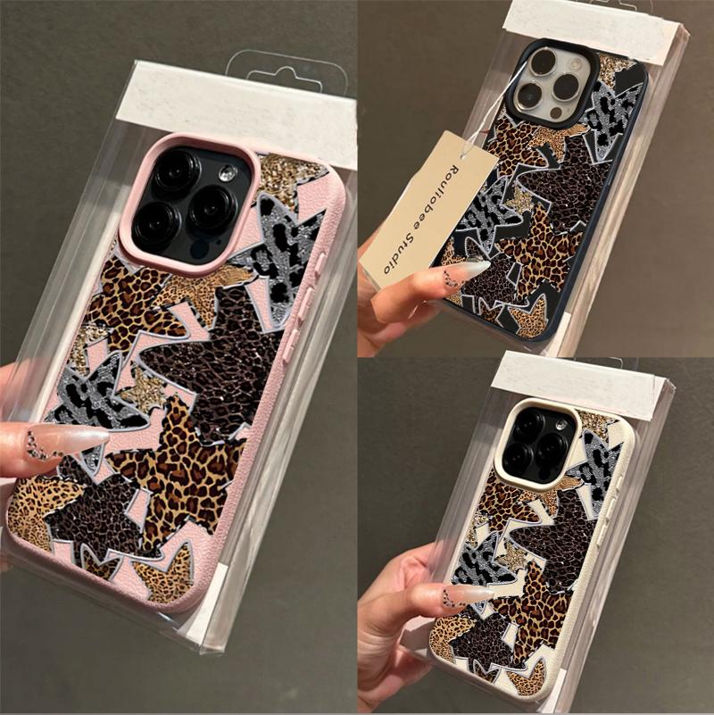 Leopard Print Star Chain Case For OPPO A3 A5 A6 PRO A5X A40 A18 A38 A60 A58 A78 A94 A74 F31 RENO 11F 12F 14 PRO 7 10 6 5 Lite 5F