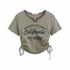 Women's Short Sleeve Large Size V Neck Short Sleeve Casual Fashion Positive Shoulder Short Top