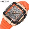 Watc Square Men'S Silicone Strap Multifunctional Chronograph Sports Quartz Watch 2228