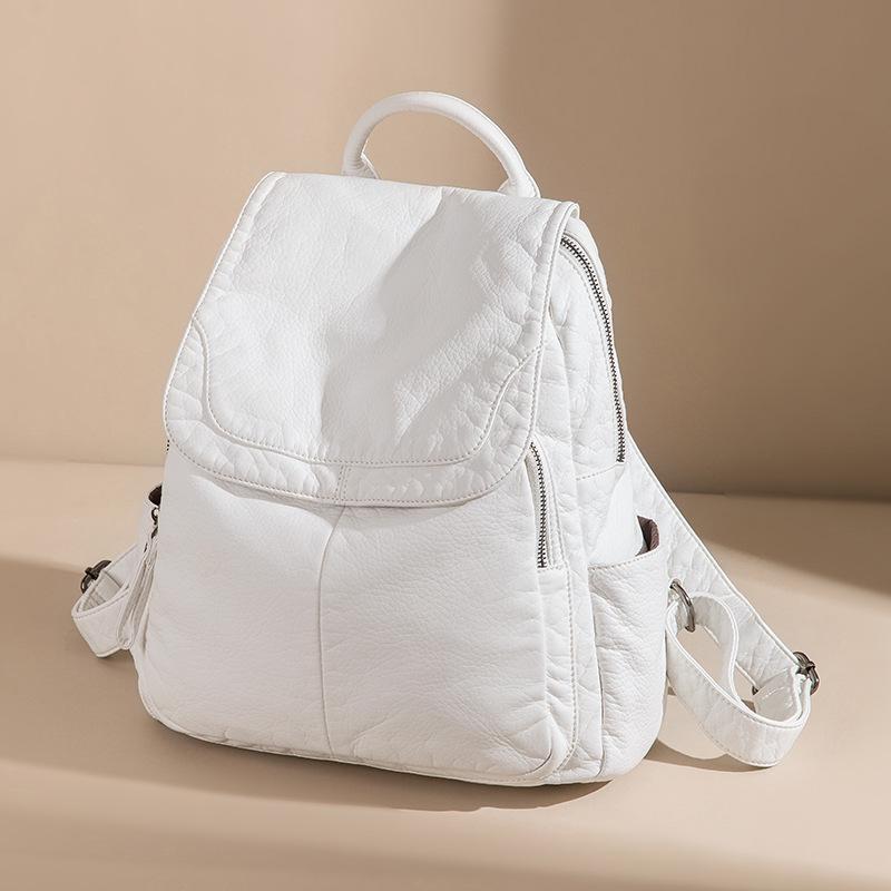 Women's Large Soft Leather Backpack - Casual Travel & College Bag