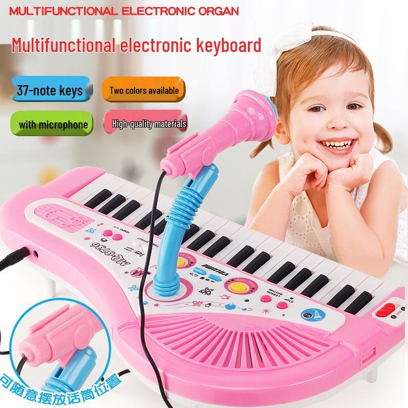 37-Key Children's Educational Electronic Keyboard with Microphone - Girls' Music Piano Toy