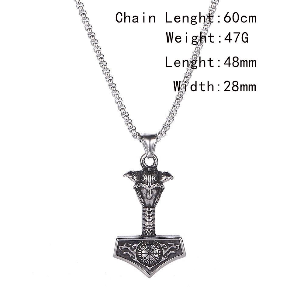 Bijoux en Acier Titane Inaltérable Acier Inoxydable Marteau de Thor Collier Homme Pendentif Viking Mont Corbeau Celtique