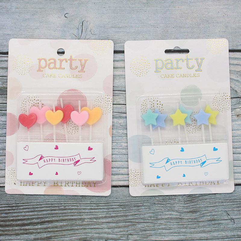 New Color Small Love Five-pointed Star Birthday Candle Romantic Party Valentine's Day Confession 6-pack Candle