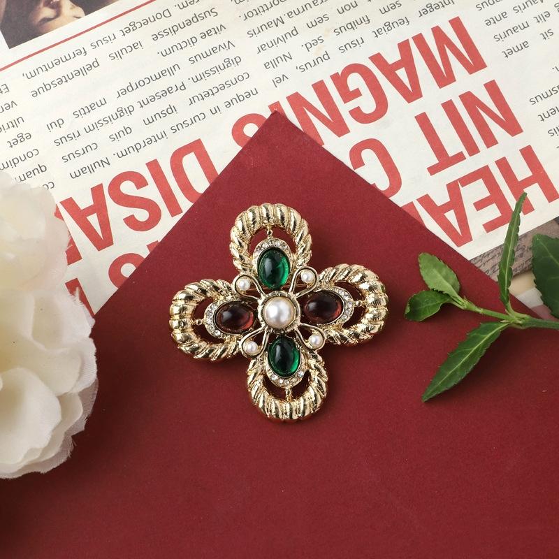 

Винтажный эмалевый кристальный кулон-брошь в дворцовом стиле, значки-кресты для женщин и мужчин, ретро-дизайн середины века, аксессуары-булавки для одежды и пальто