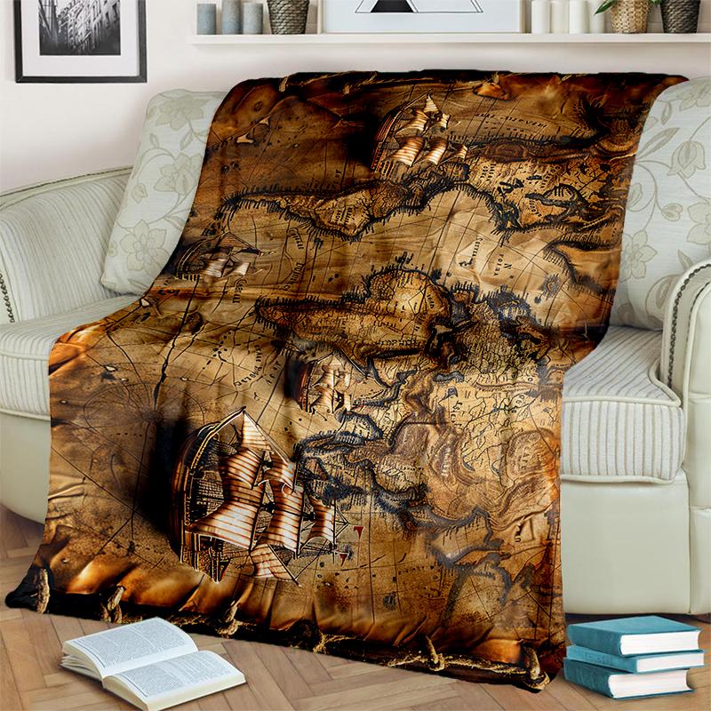 29 Style New Retro Marine Nautical Chart Compass Map Blanket,Soft Throw Blanket for Home Bedroom Bed Sofa Travel Office Cover