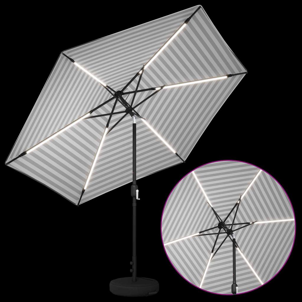 Garden Umbrella with LED Lights and Base 300 x 300 cm