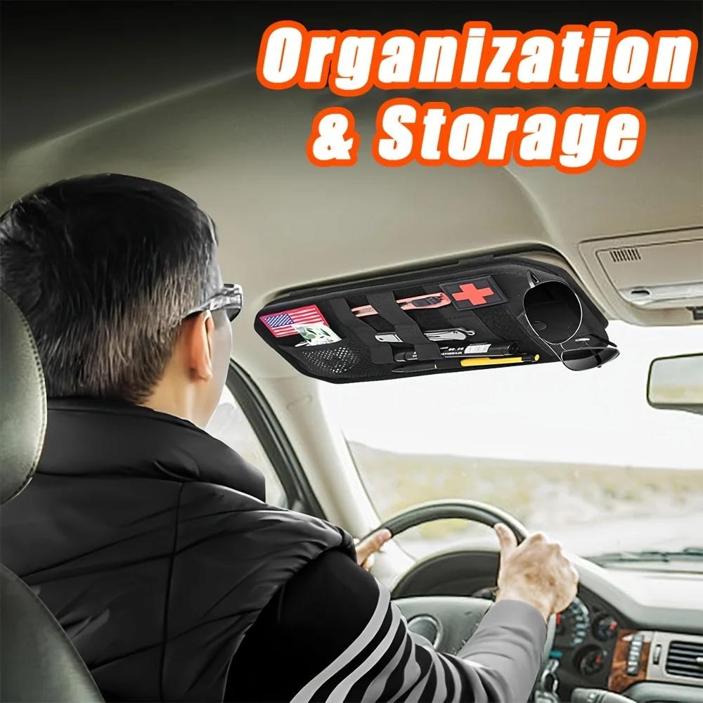 Auto-Sonnenblenden-Aufbewahrungstasche mit Molle-System & Doppelreißverschluss - Robuster All-in-One-Organizer mit MOLLE-Gurtband