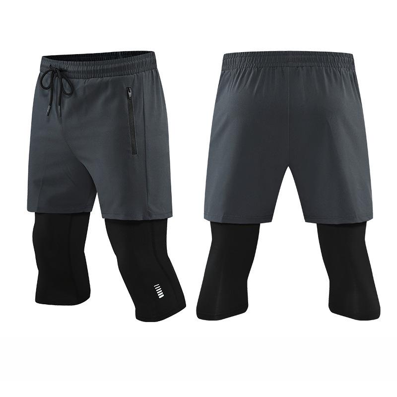 Unisex Schnelltrocknende Atmungsaktive Zweiteilige Sportleggings für Training und Laufen Small black