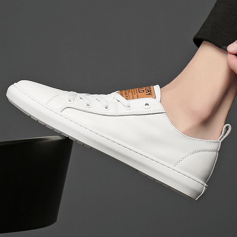Men's shoes cowhide little white shoes men's spring and summer new soft cowhide soft sole soft surface versatile men's sports and leisure board shoes