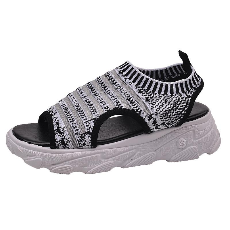 

Sports sandals women s summer new casual student ins muffin thick-soled fly-woven mesh beach shoes women 35 белый