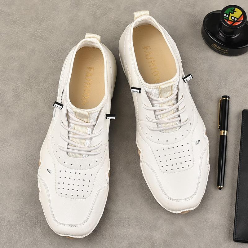 2024 New Men Genuine Leather Casual Sneakers Fashion Brand Men Flats Spring and Autumn Octopus Shoes Comfortable Men Soft Bottom