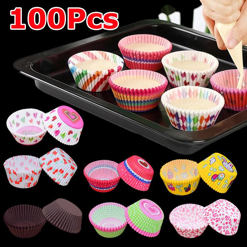 100PCS/Pack Disposable Cupcakes Cake Dessert Greaseproof Paper Dessert Making Paper Cups Festival Hygienic Party