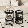 Set of Two Marble-Effect Coffee Tables - Black