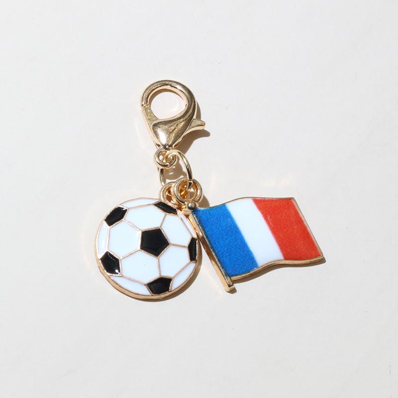 10Pcs DIY Enamel Football and Flag Charms Pendant with Lobter Clasp Craft Keychain Jewelry Making Accessories Findings
