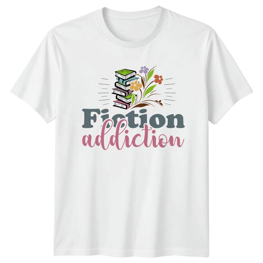 Fiction Addiction Unisexs TShirt Bookworm Reading Birthday Gift For Her S