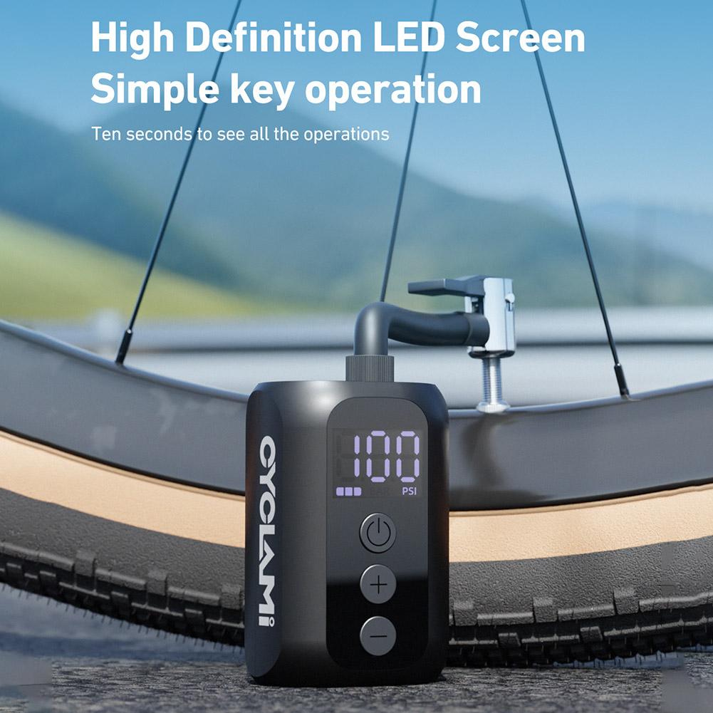 100PSI Mini Portable Air Pump USB Rechargeable Cordless Bicycle Tire Inflator Presta Schrader Valve Pump MTB Bike Accessories