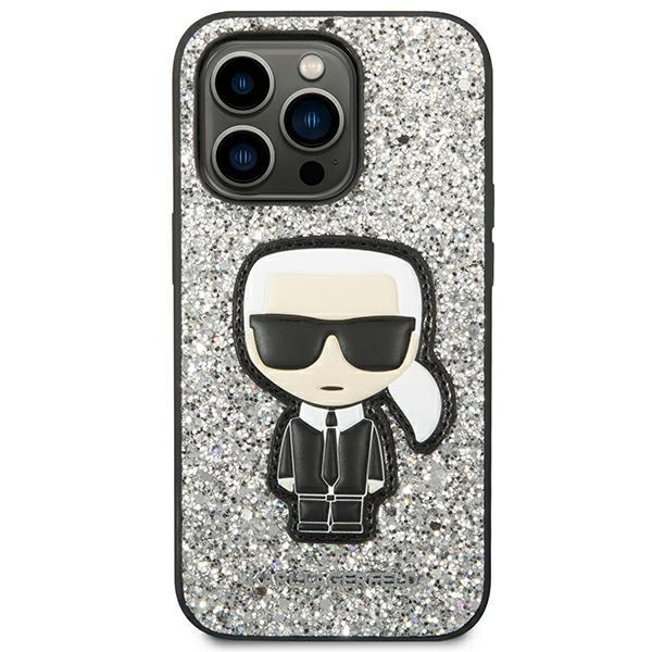 Etui Do iPhone 14 Pro Max Karl Lagerfeld Glitter Flakes Srebrne
