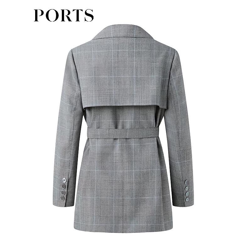 PORTS Women's Classic Plaid Belted Trench Coat